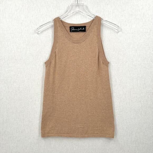 PARRISH LA Sweater Knit Tank top Womens Small Heather Tan Oatmeal Sleeveless - Picture 1 of 8